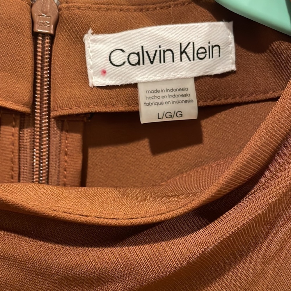 Calvin Klein Solid Crepe De Chine Mock Neck Short Puffed Elbow Sleeve Blouse - Picture 5 of 12